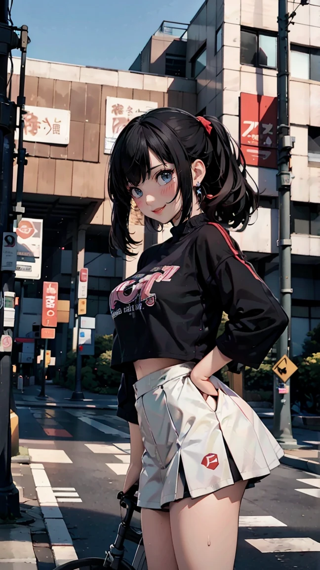 ((((highest quality)))), (((Ultra-precision CG 16K))), (((masterpiece))), (((Very detailed))), (((Extremely detailed))), (((Black outline:1.3, Written boundary depth:1.3 , Written soft outline))), Blur, Bokeh, Maximum clarity and sharpness,Multilayer Texture, Surface Shading, Cinematic lighting, Beautiful details sparkle ,Perfect Proportions, Limited to three woman, BREAK accurate, Anatomically correct, Highly detailed face and skin texture, drawn in detail, Highly detailed facial and skin texture, Detailed eyes, beautiful hair, Beautiful Japanese Idol face, Beautiful and beautiful eyes, Beautiful body, Beautiful breasts, Beautiful thighs, Beautiful legs, Beautiful fingers, (Beautiful views) , skinny body, ((Beautiful Skin)), ((Skin Texture)) BREAK breast enlarged, large Breasts, rocket breasts, slender waist, (blush, determined expression, workout, hot, sweating, sweaty, Heavy breathing,) BREAK (no-bra, oversized fashion, sporty fashion , low rise, mini-skirt with slits, no-sleeve ) , wearing earrings, BREAK ( stick breast out),((( a woman riding on the bicycle:1.3, a girl bike on the street, bending over, serious, (fist pump), from side , from below, looking at viewer, bust up, cowboy shot))),