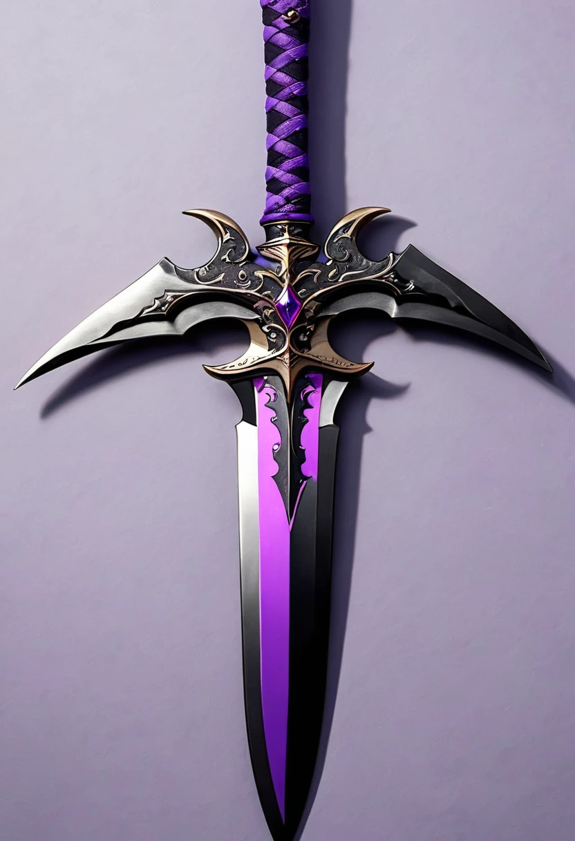 black steel scimitar with purple accents