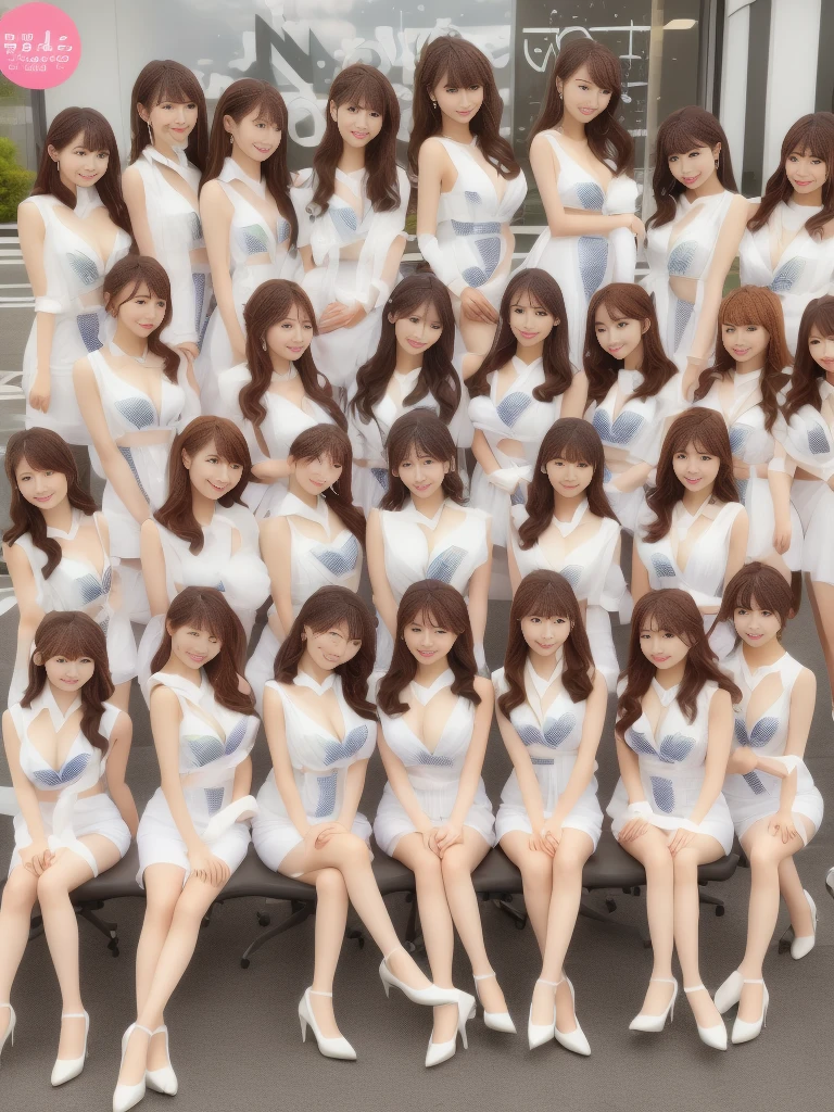 (group photo, multiple girls, Cute Japanese woman with a perfect body, 12girls), (idol),  (masterpiece, high quality:1.2), big breasts, Each costume has a motif of one of the 12 zodiac signs., (smile), (office), highly detailed face, Constellation costumes、BREAK, ((Constellation costumes)), Constellation background, smile、bangs, Bright white skin, grace, Transparent air, (8k RAW photo:1.1), Natural light, 6Women, japanese idol、((:Fashionable magazine cover)))