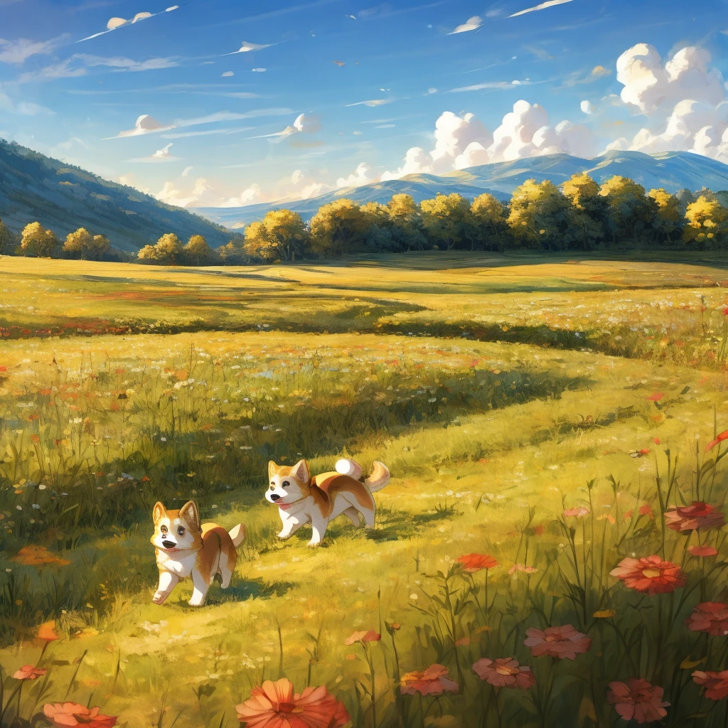 Mameshiba puppy、One animal、A walk in the field