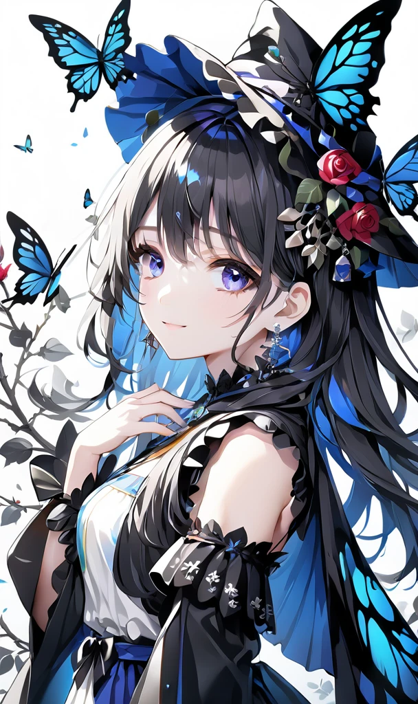 tmasterpiece, (Best quality), ((It's better to be more detailed)), depth of fields, A beautyful girl, Nice face, natural, Spiritual, blooming flower, Colorful landscape, blossom flower, butterflys, glowing dress, element in