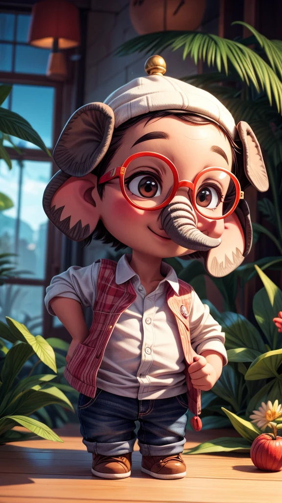 a cute Elephant wearing glasses