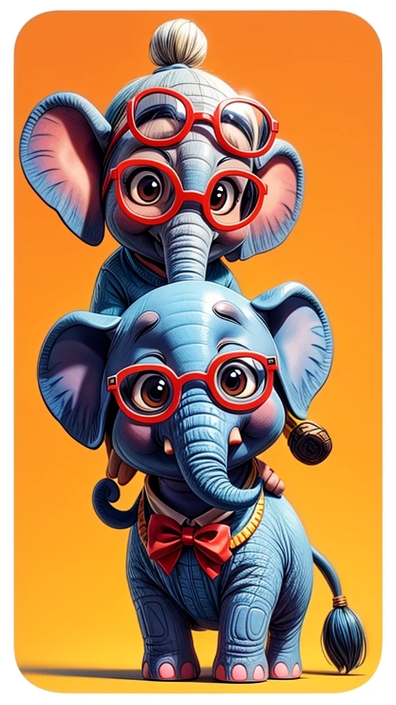 a cute Elephant wearing glasses