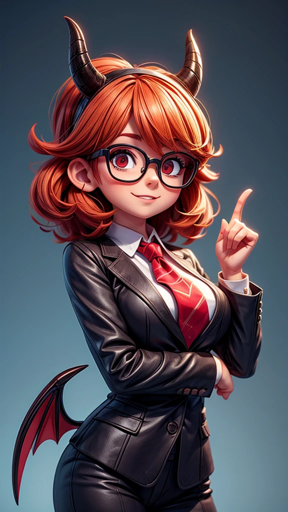 a cute devil wearing glasses