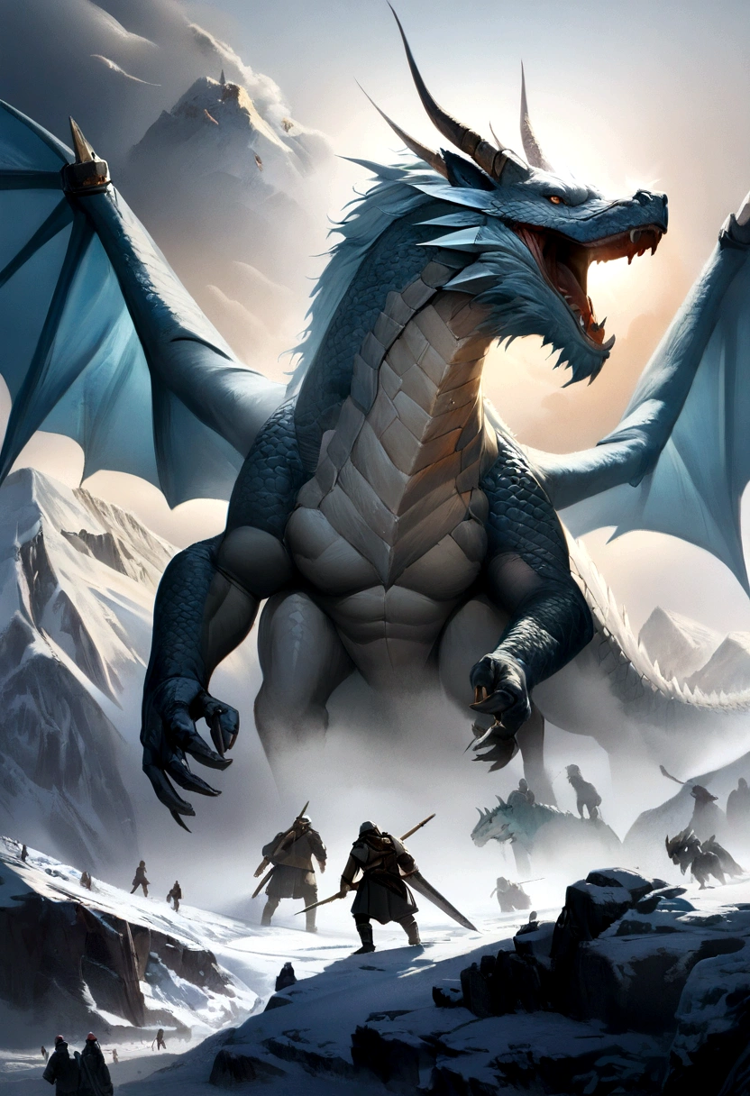 Snow Mountain, Dragon, war
(Best Quality,4K,8K,High resolution,masterpiece:1.2),Super detailed,(Realist,fotorRealist,fotorRealist:1.37),High resolution,Ultra HD,Studio Lighting,Ultrafine particle coating,Sharp focus,Physically Based Expressions,Very detailed explanation,Professional,Vibrant colors,Bokeh,landscape,Horror Tags:
Snow Mountain, Dragon, era, Intense Battle, Flying Dragon, Snow Scene, Soldiers Fighting, Fierce confrontation, danger, Spectacular Scene, Warriors, fear, Powerful creatures, ice and snow, Smoke and fire, Fight for survival, Frost, Majestic Dragon, 壮大なwarシーン, Adrenaline, 神秘的なDragon, Ice Breath, Warriors decididos, Heroic Battle, Magical atmosphere, Dramatic lighting, Frozen Battlefield, Chaotic battle, Swordsmanship, Brave Heroes, Conquer and defend, Great images, Dark and intense, Mighty power, Battle cry, Mythical world