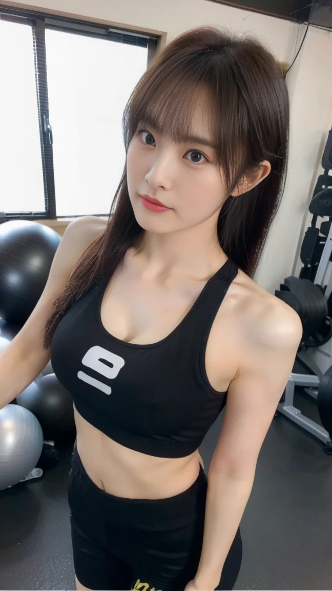 ((Masterpiece，Highest quality，Ultra-high resolution))，((極めてdetailed，超detailed))，Japanese，Idol，slim，Large Breasts，Narrow waist，Gym Wear，spats，((スポーツジムで汗を流し濡れたGym Wearを着たIdol達の姿))，(Sweaty skin，汗で濡れたGym Wear，Realistic)， 4k Realistic, Soft lighting, detailed, Real Full HD