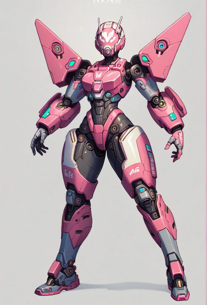 ((Artistic)), ((Complex details)), ((perfect line)), ((Canvases))OC: 1woman: Female_jaeger_robot, Futuristic Armor, Futuristic helmet/mask/mask, Colors "Vibrant black","Vibrant pink","Pink colour decoration", Futuristic, polished,Super_Soldier_Futuristic_Space_Mecha_woman,Standing, Gray background , White outline, Attractive, Muscular, Perfect, Futuristic, Faceless, armored, ((Dynamic trace)), Front photo, ((Handmade tracing)),Whole body, Metallic boots, Futuristic, Attractive, Sensual,Original, tight, Thick thighs, Muscular