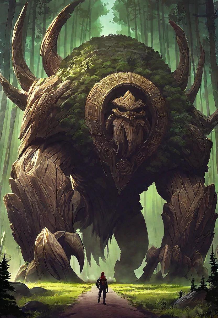 a huge creature from the forest. made by rock, earth 