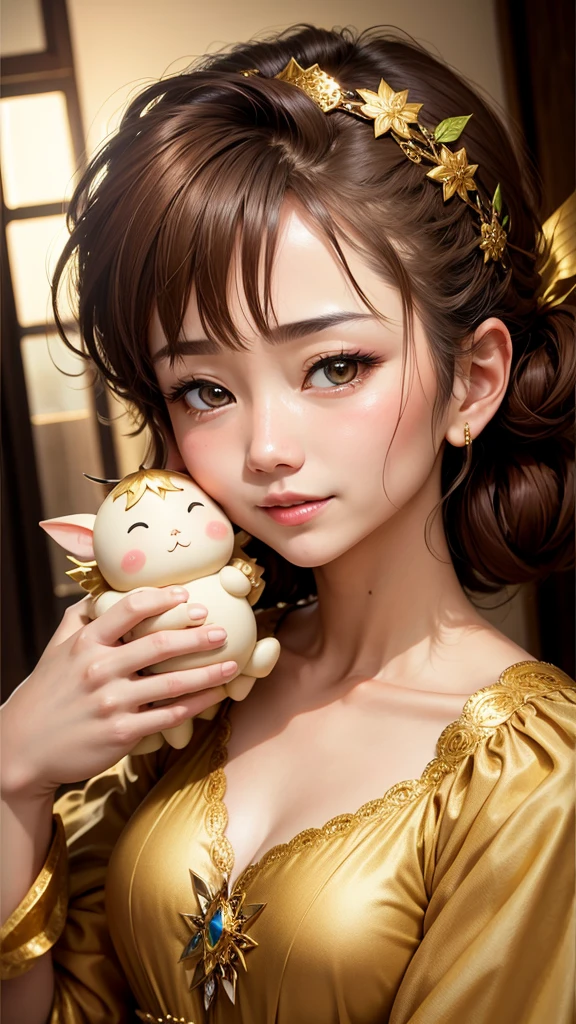 Fairy Got Mother、(1 person)、front、gold、Face close-up