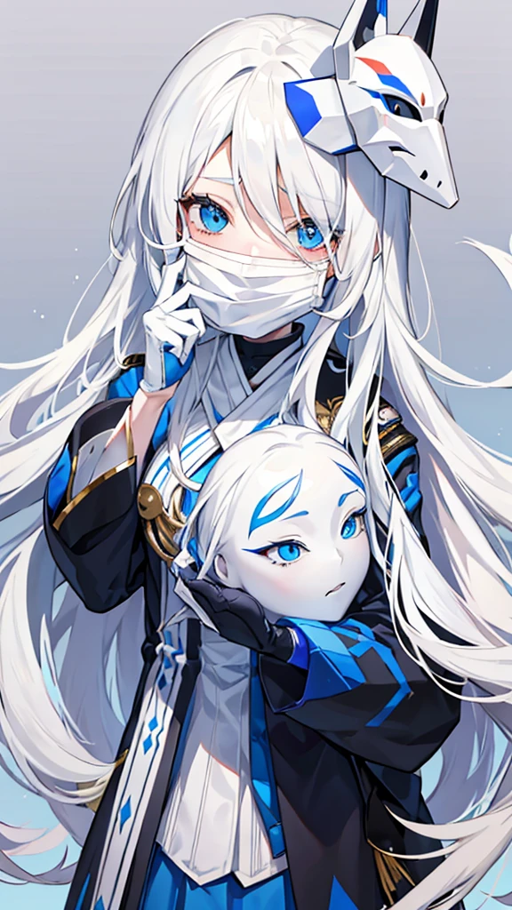 An anime girl with long white hair and blue eyes pulled off a white, patternless mask covering her face., Girls&#39; frontline style, Plow collection style, from Girls&#39; frontline, Anime style with clean details., great details. Girls&#39; frontline, Clean, detailed anime art., detailed anime characters art, Anime style illustrations, Anime style characters, anime style, anime characters, Girls&#39; frontline, modern anime style, Girls&#39; frontline cg