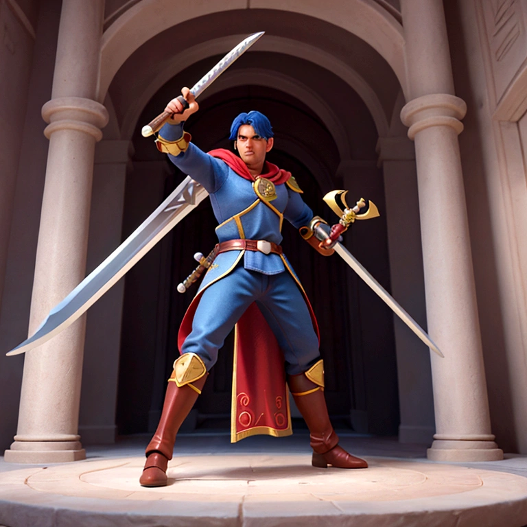 Illustrator knight holding a giant sword, Attack with a giant sword