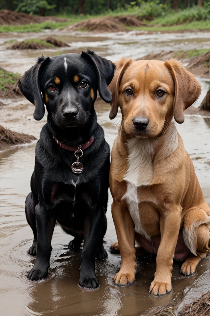 cute dogs in muds