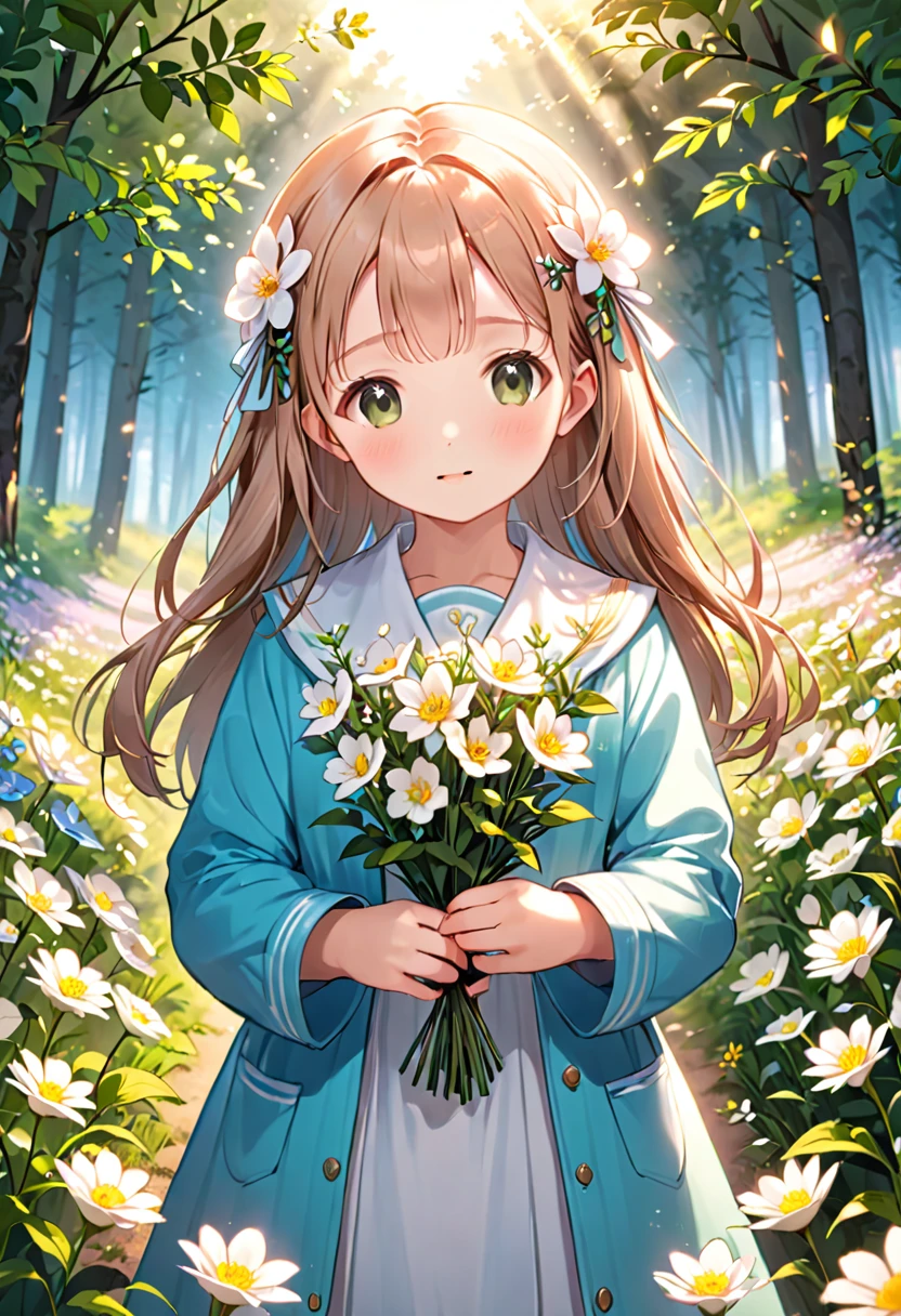 a cute girl, healer, nature power, innocent, flowers
