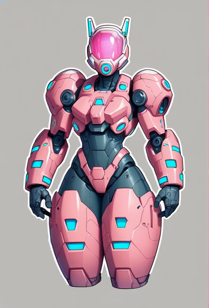 ((Artistic)), ((Complex details)), ((perfect line)), ((Canvases))OC: 1woman: Female_jaeger_robot, Futuristic Armor, Futuristic helmet/mask/mask, Colors "Vibrant black","Vibrant pink","Pink colour decoration", Futuristic, polished,Super_Soldier_Futuristic_Space_Mecha_woman,Standing, Gray background , White outline, Attractive, Muscular, Perfect, Futuristic, Faceless, armored, ((Dynamic trace)), Front photo, ((Handmade tracing)),Whole body, Metallic boots, Futuristic, Attractive, Sensual,Original, tight, Thick thighs, Muscular,obsidian black ,FEMALE,(Attractive/sensual/provocative), HD