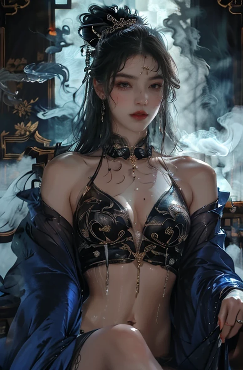 (masterpiece, Top quality, best quality, Official Art, beautiful and aesthetic:1.2),smooth,dark,Very detailed,
xuer pipe,pipe,Mature face,(Cold attitude,Eyeshadow,Eyeliner:0.9),(Red lips:1.2),Big watery eyes,(whole body:1.2),Dynamic Angle,Dynamic poses,
