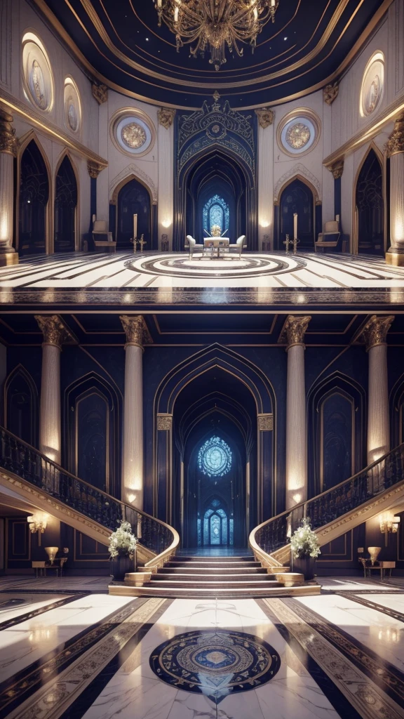 there is a large room with a staircase and a circular staircase, futuristic persian palace, cgsociety unreal engine, exquisitely designed throne room, unreal engine render, unreal engine 5 : :, futuristic palace, rendered in lumion, unreal engine hd render, unreal engine render saint seiya, rendered in lumion pro, unreal engine 5 render, unreal engine 5 »  