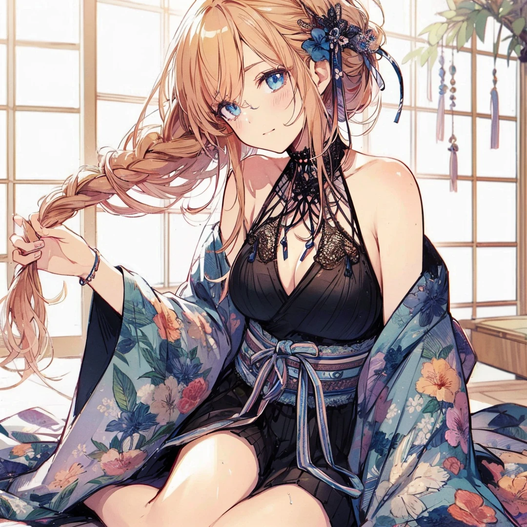 Official art using high-quality hand-drawn watercolor sketch techniques. (best quality,4k,8k,highres,masterpiece:1.2),ultra-detailed,beautiful detailed eyes,A girl with beautiful eyes, everyone, beautiful anime girl, cute anime girl, smooth anime art, anime style, elegant colors, soft lighting, delicate beautiful wet eyes, very coquettish, (beautiful large breast:1.2), (correct hands:1.2),