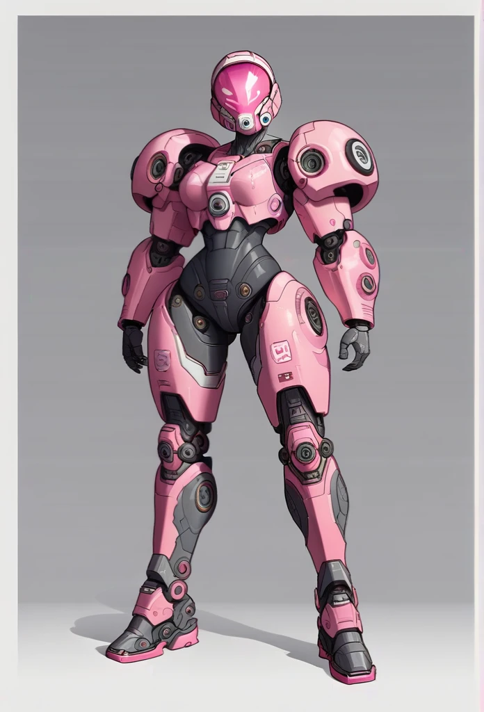 ((Artistic)), ((Complex details)), ((perfect line)), ((Canvases))OC: 1woman: Female_jaeger_robot, Futuristic Armor, Futuristic helmet/mask/mask, Colors "Vibrant black","Vibrant pink","Pink colour decoration", Futuristic, polished,Super_Soldier_Futuristic_Space_Mecha_woman,Standing, Gray background , White outline, Attractive, Muscular, Perfect, Futuristic, Faceless, armored, ((Dynamic trace)), Front photo, ((Handmade tracing)),Whole body, Metallic boots, Futuristic, Attractive, Sensual,Original, tight, Thick thighs, Muscular,obsidian black ,FEMALE,(Attractive/sensual/provocative), HD Similar to futuristic medieval armor