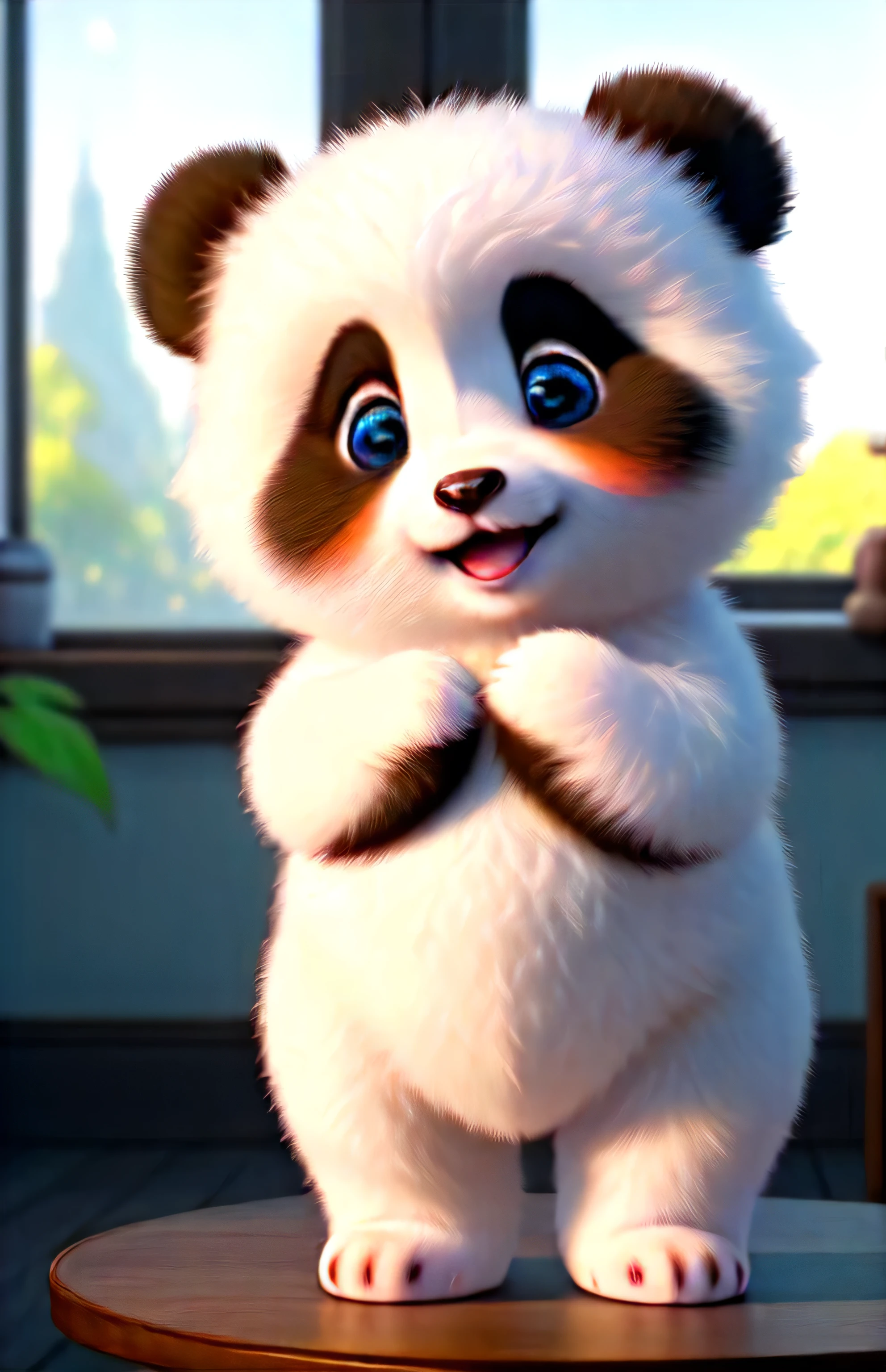 (masterpiece), (best quality), (ultra-detailed), (full body:1.2), Super cute, Baby, Pixar, Baby panda in pajamas, Big bright eyes, Fluffy, Smile, Delicate and fine, Fairy tales, Incredibly high detailed, Pixar style, Bright color palette, Natural light, Simple background with pure color, Octane render, Trending on Artstation, Gorgeous, Ultra wide angle, 8k, HD, Realistic