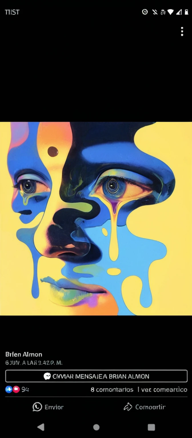 a close up image of a person with a face on a screen, Face dipped in colorful oils, face melting into the universe, Face melting, colorful human head melting, beautiful acrylic fluid portrait, dripping color, vibrant colors hyper realism, CMYK Portrait, Psychedelic surrealist art, dripping psychedelic colors, intricate sad heterochromatic, psychedelic painting, face melting