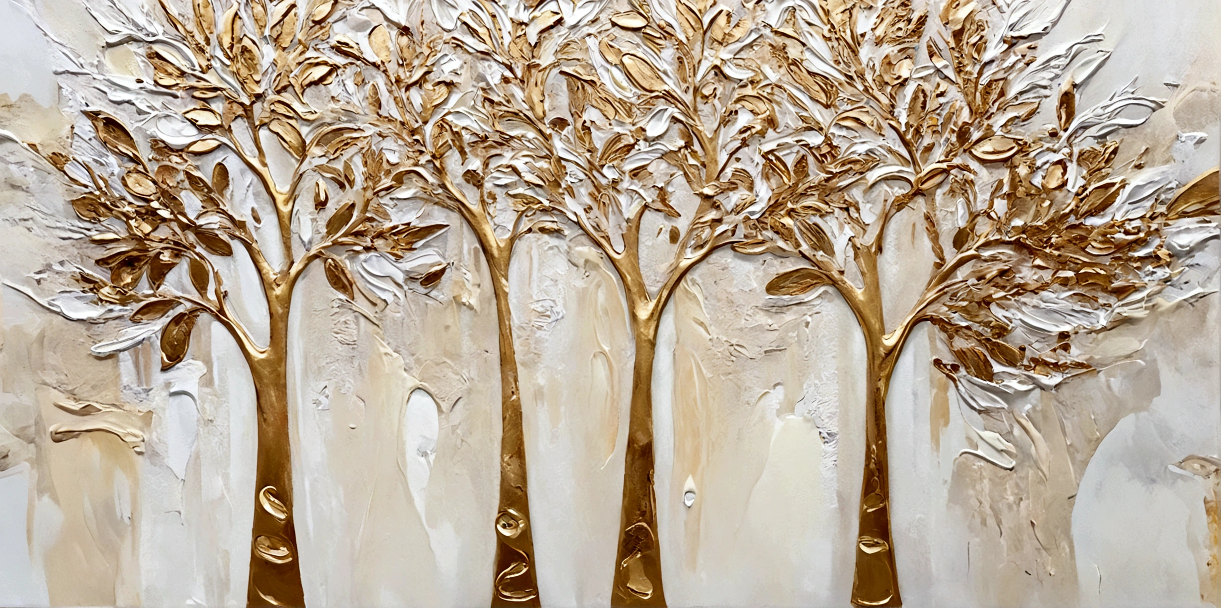 Gilded，gold，money tree，vanilla，bright，White background，vanilla，cream，whiskey，Abstract Art，emotion，emotion，Thick textured paint,