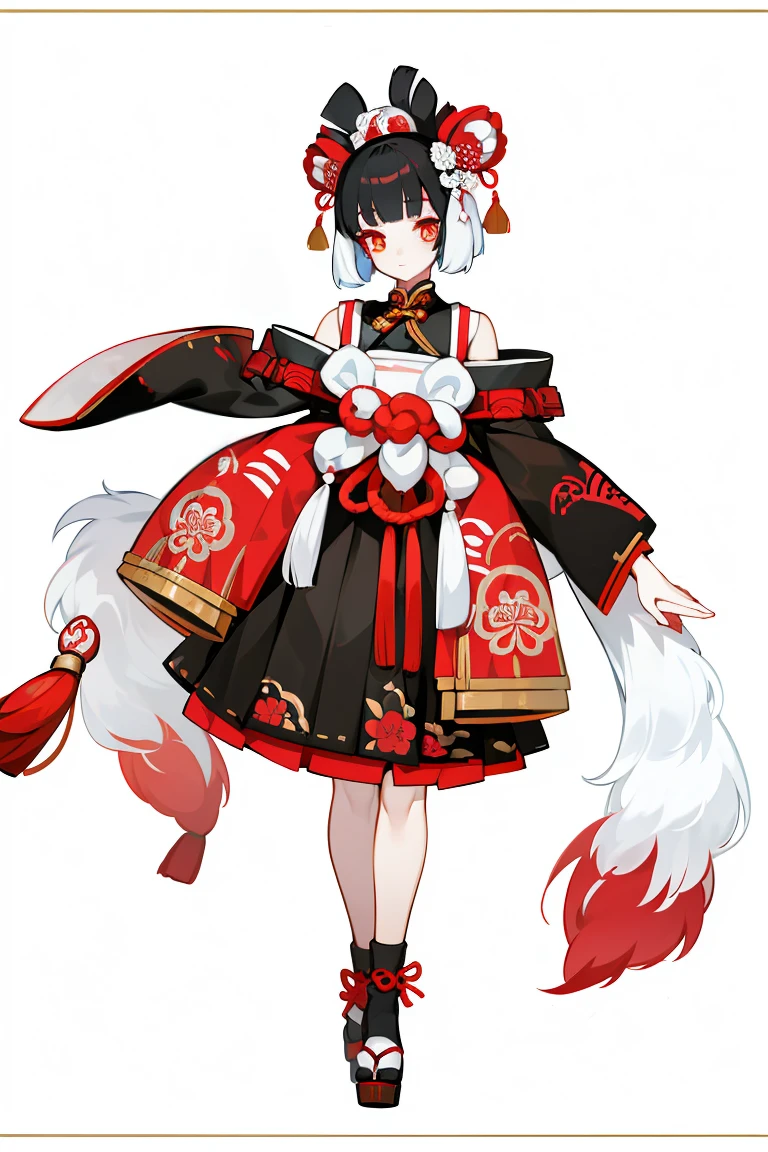 (1. Female), solo, solo, Full-body portrait, 短めのChina服, Gothic Lolita Girl, China , White background, The Detailed Art of the Onmyoji, Traditional Chinese art style, beautiful painting style, The Style, masterpiece, Top Quality, Highest quality, Ultra-high resolution