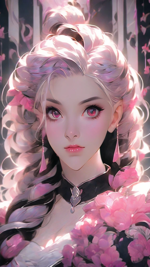 a woman with long hair and a pink light in her hand, cyberpunk art by Kieran Yanner, Artstation, conceptual art, tiefling, demon girl, beautiful succubus, nocturne from league of legends, demon woman, tiefling from d & d, portrait of a female demon, demonic creature, widowmaker's former lover, dark demonic dancer