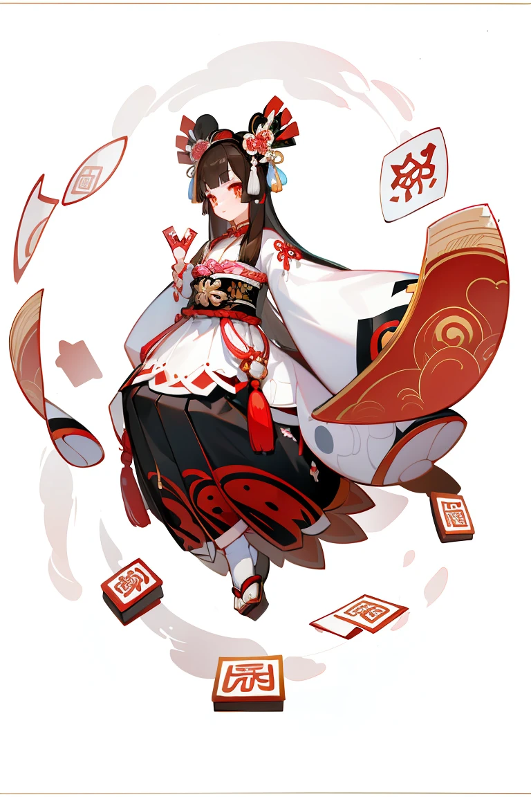 (1. Female), solo, solo, Full-body portrait, 短めのChina服, Gothic Lolita Girl, China , White background, The Detailed Art of the Onmyoji, Traditional Chinese art style, beautiful painting style, The Style, masterpiece, Top Quality, Highest quality, Ultra-high resolution