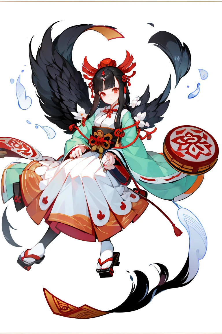 (1. Female), solo, solo, Full-body portrait, 短めのChina服, Gothic Lolita Girl, China , White background, The Detailed Art of the Onmyoji, Traditional Chinese art style, beautiful painting style, The Style, masterpiece, Top Quality, Highest quality, Ultra-high resolution