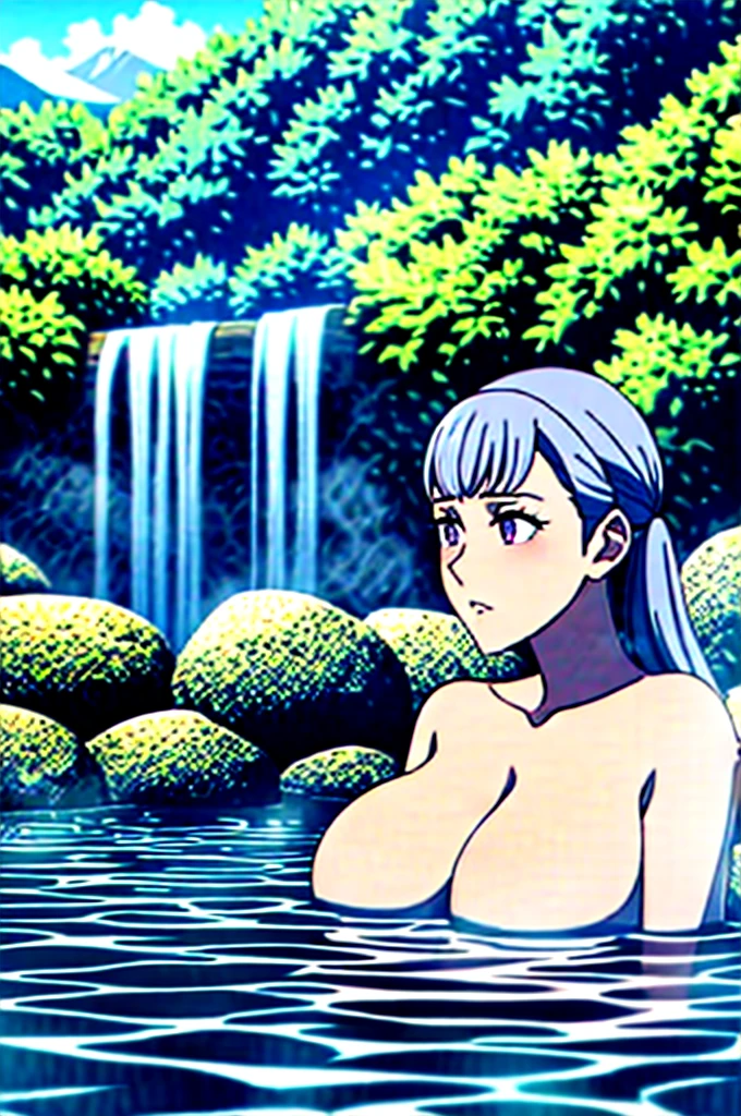 Noelle with large tits bathing in hot springs 