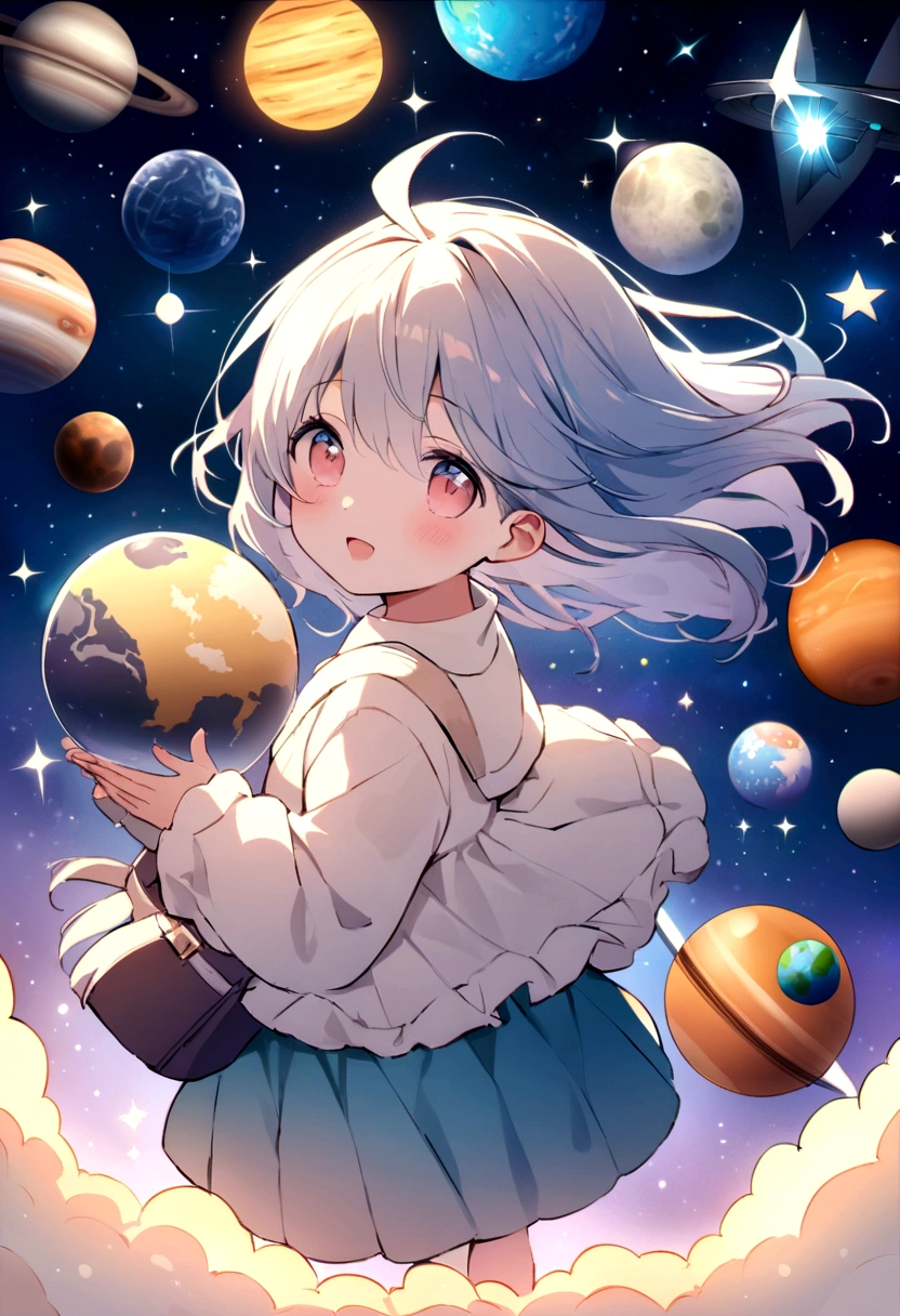 high quality、8K quality、Space images、Shining star background、Solar system planet Mercury in the center、grow
