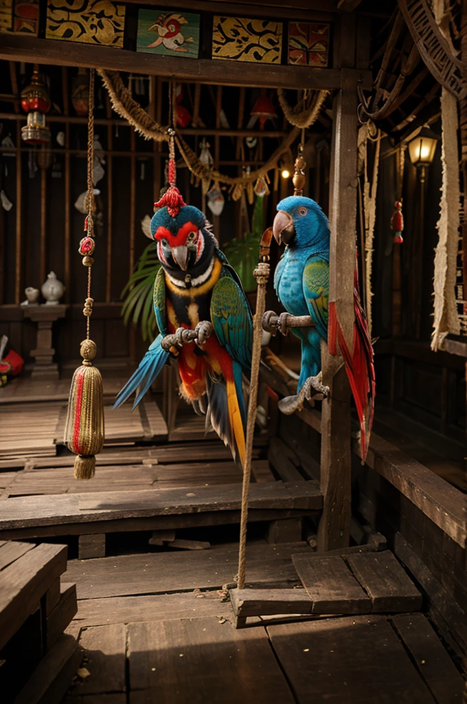 Wayang, umbul-umbul, parrot, joglo house