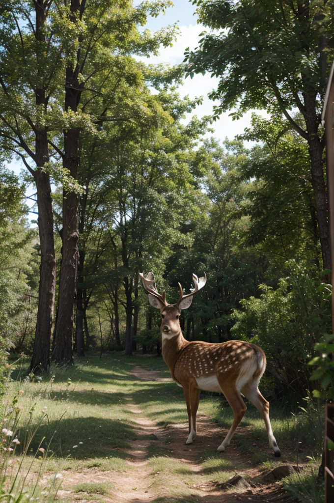 deer rabbit flower forest