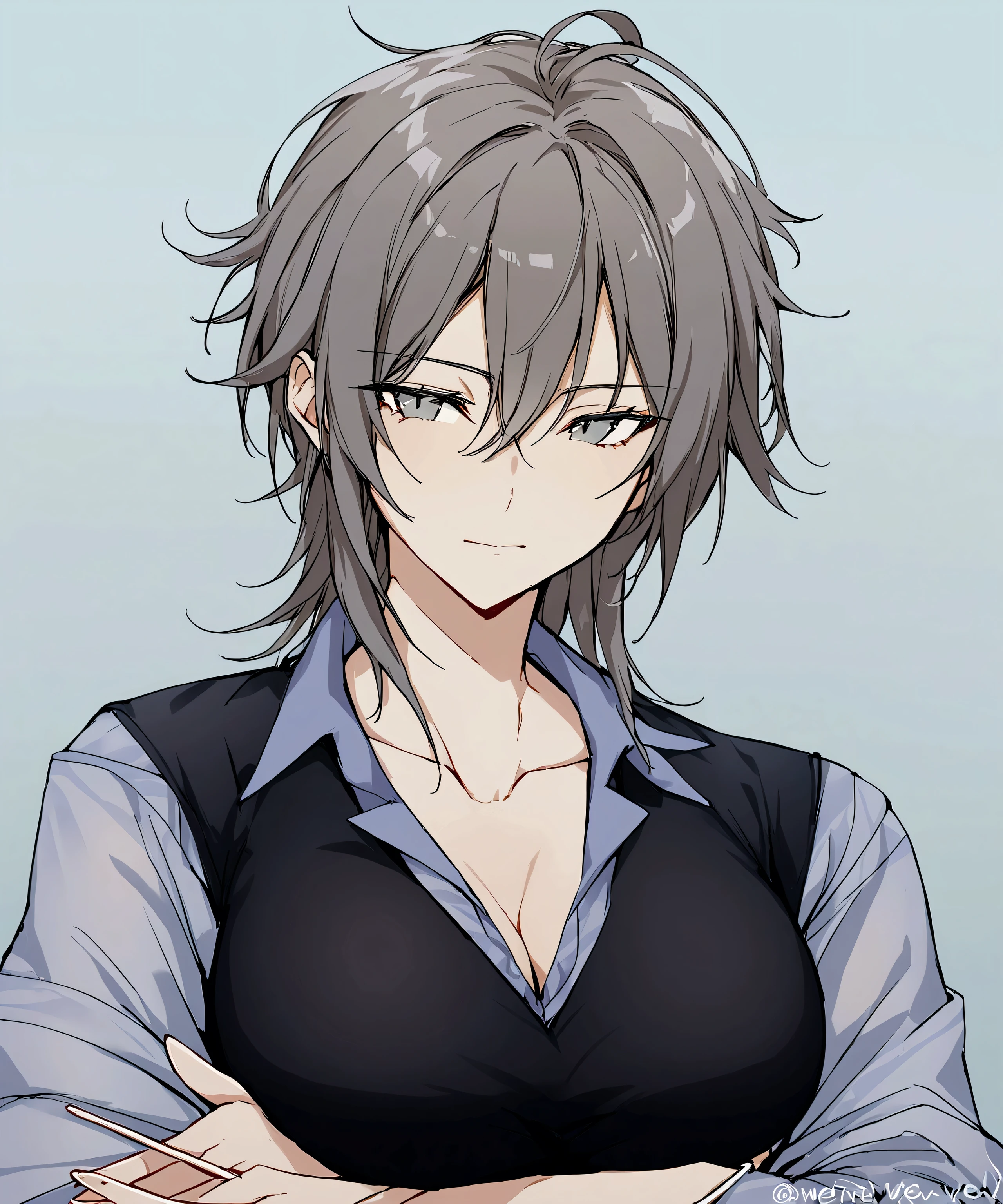 One woman、sexy、cool、Large Breasts、Expressionless、shirt、Best、Black Hair、