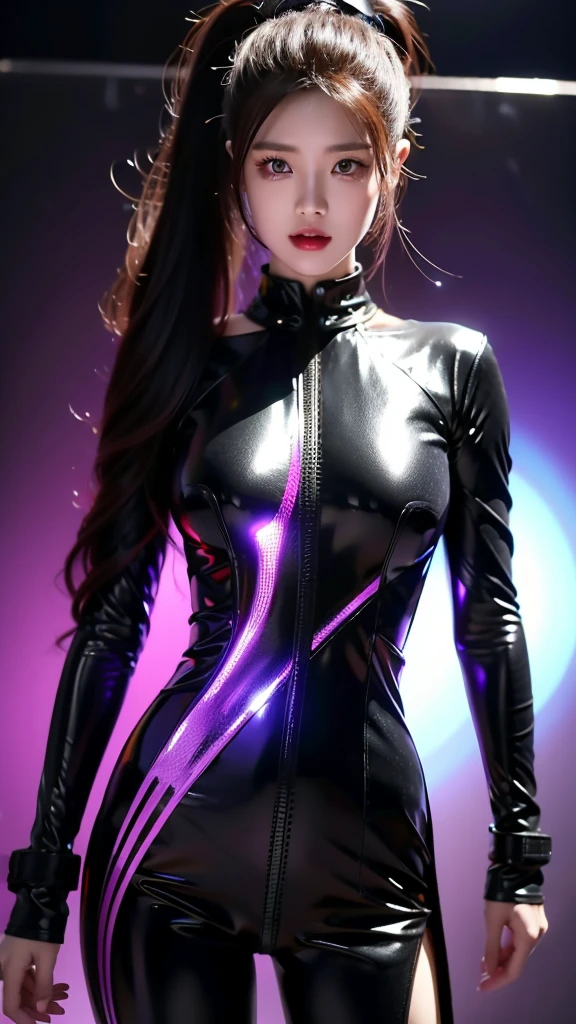 and moss,Long blacK ponytail and waist, V-shaped mechanical helmet, Helmet eyes with purple glow, Wears a blacK-purple mech suit,The blacK tattered cloaK swayed in the wind, stand in purple,, LifeliKe, best picture quality, Highest clarity and sharpness, original, surrealism, high detail, futurism, action painting, Chiaroscuro, ray tracing, motion blur, cowboy lenses, Battle Pose Diagram, sense of layers, holographic displays, CyberpunK Style,amazing, fine details, masterpiece,best quality,official art, very detailed Cg unity 8K wallpaper,Rendering with high octane, 8K, best quality, masterpiece, illustration, very delicate and beautiful, very detailed ,CG ,unity ,wallpaper,Top quality digital art, amazing 예술, Wallpaper 4K,8K,K, HD, 탁월한 masterpiece, dynamic lighting, cinematic, epic