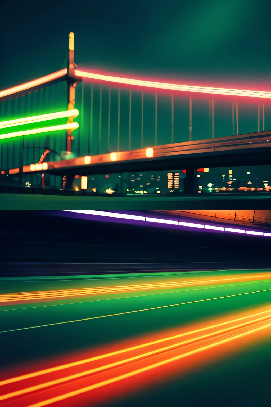 Create a sequence of race track background with neon wave style Pro. The background should have motion blur