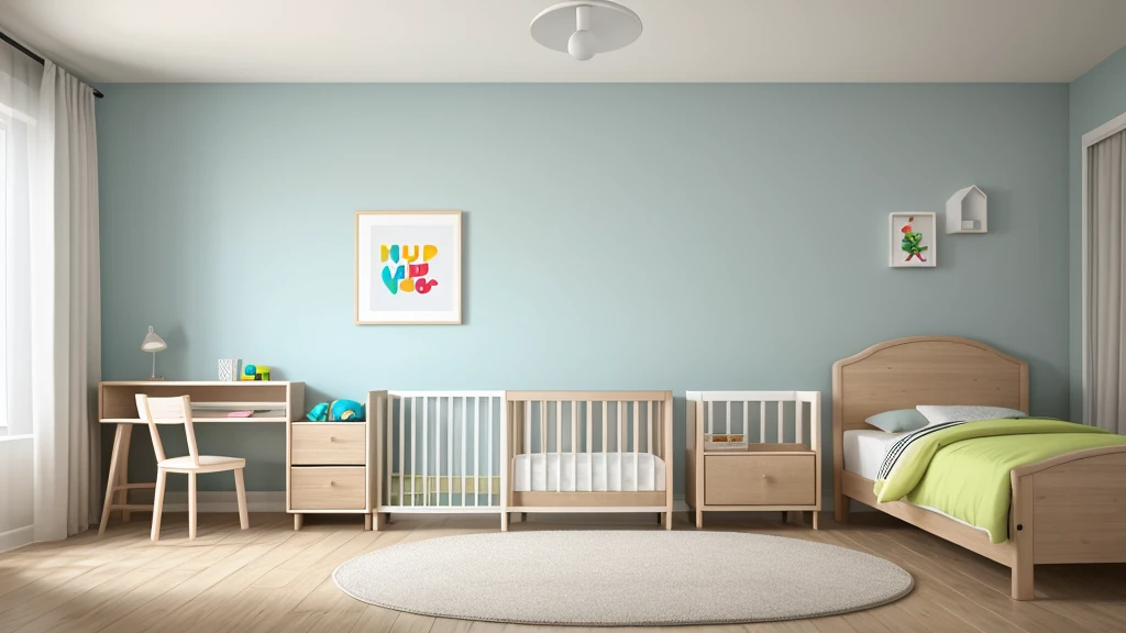 Mock up frame in unisex children room interior background, 3D render