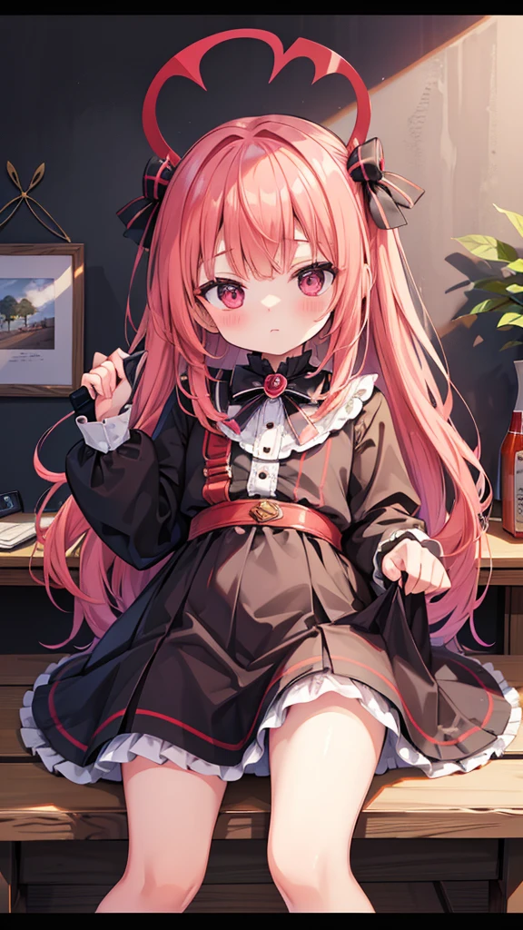absurd, absolute resolution, incredibly absurd, super high quality, super detailed, official art, unity 8k wall, masterpiece
BREAK
One , innocent, little devil, small and young toddler, blush