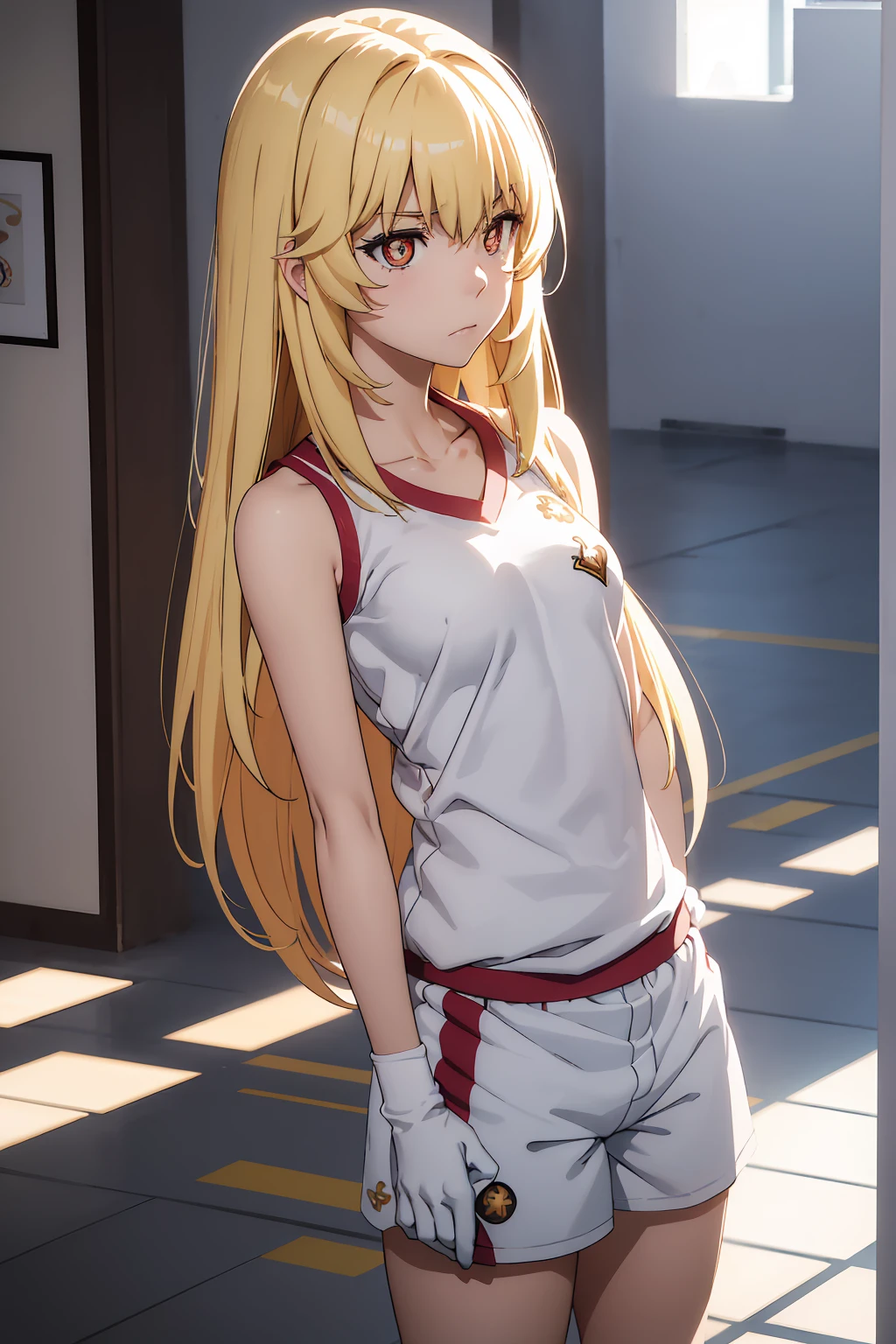 NSFW Highest quality, (masterpiece:1.2),{{shirtリフト}} {{topless}},misakishokuhou, misaki shokuhou, blonde, Hair between the eyes, Long Hair, (Symbol-shaped pupil:1.5)++, (Big Breasts), break bare shoulders, gloves, gym shirt, gym Shorts, Gym suit, shirt, short Shorts, Shorts, Sleeveless, Sleeveless shirt, Knee socks, tokiwadai school Gym suit, white gloves, white shirt, white Shorts, white Knee socks, break outdoor, city, null, sun, cloud, break looking at viewer, (Cowboy Shot:1.5), break (masterpiece:1.2), Highest quality, High resolution, unity 8k wallpaper, (shape:0.8), (Beautiful attention to detail:1.6), Highly detailed face, Perfect lighting, Extremely detailed CG, (Perfect hands, Perfect Anatomy),{{shirtリフト}} {{topless}}