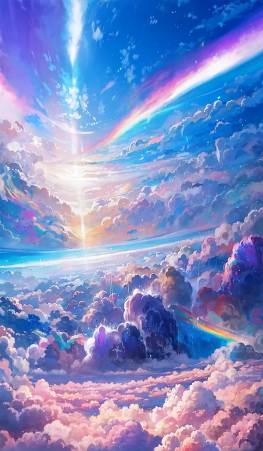 雲と虹のあるIridescent skyの絵, So colorful and heavenly, Mysterious rainbow halo, Bright rainbow halo, Rainbow Clouds, Colors of Heaven, About Space Cloudscape, Sunny rainbow galaxy stormy ocean, Rainbow Cloud, Fantasy Rainbow, Rainbow Clouds, Sitting on a cloud in space, Heavenly planets in the background, Iridescent sky, Heavenly atmosphere