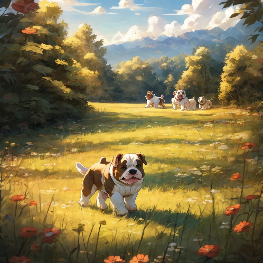 Bulldog Puppy、One animal、A walk in the field