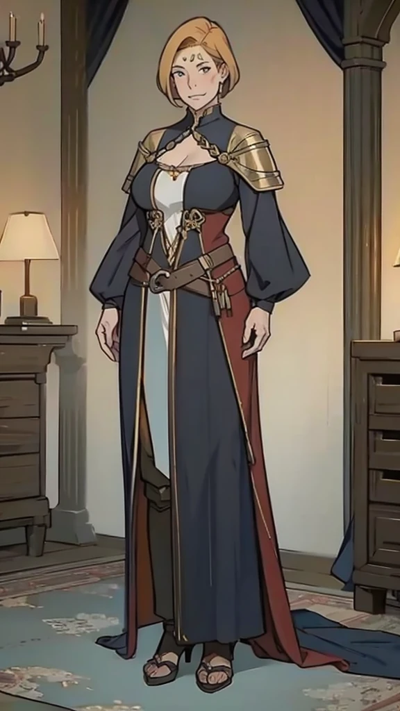 Mature female, medieval, warrior outfit, full body image