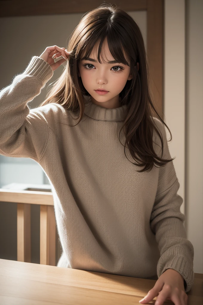 ((best qualityer)), ((work of art)), (detailded), 1 girl, ombro to ombro sweater,