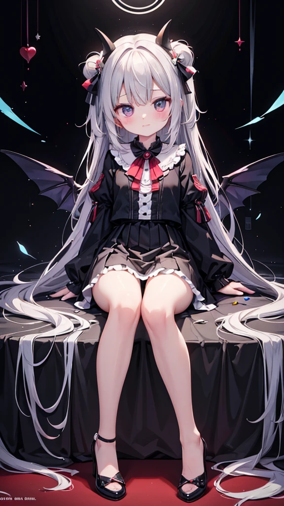absurd, absolute resolution, incredibly absurd, super high quality, super detailed, official art, unity 8k wall, masterpiece
BREAK
One , innocent, little devil, small and young toddler, blush
