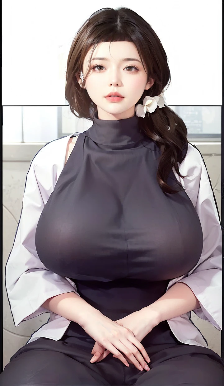 Fantasy art, photorealism, dynamic lighting, artstation, poster, volumetric lighting, very detailed faces, (official uniform: 1.4), long hair, sweater, delicate collarbone, bare shoulders, full breasts