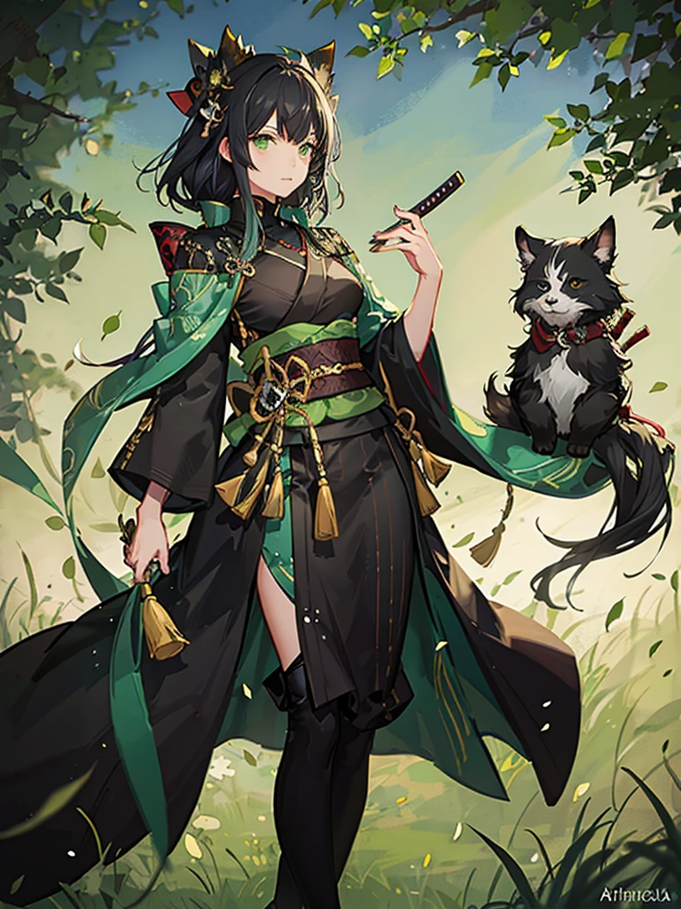 [male] 
Green and black samurai