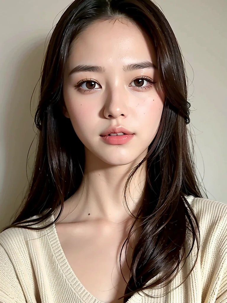 Beautiful adult girl with brown eyes