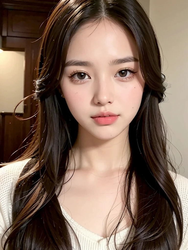 Beautiful adult girl with brown eyes