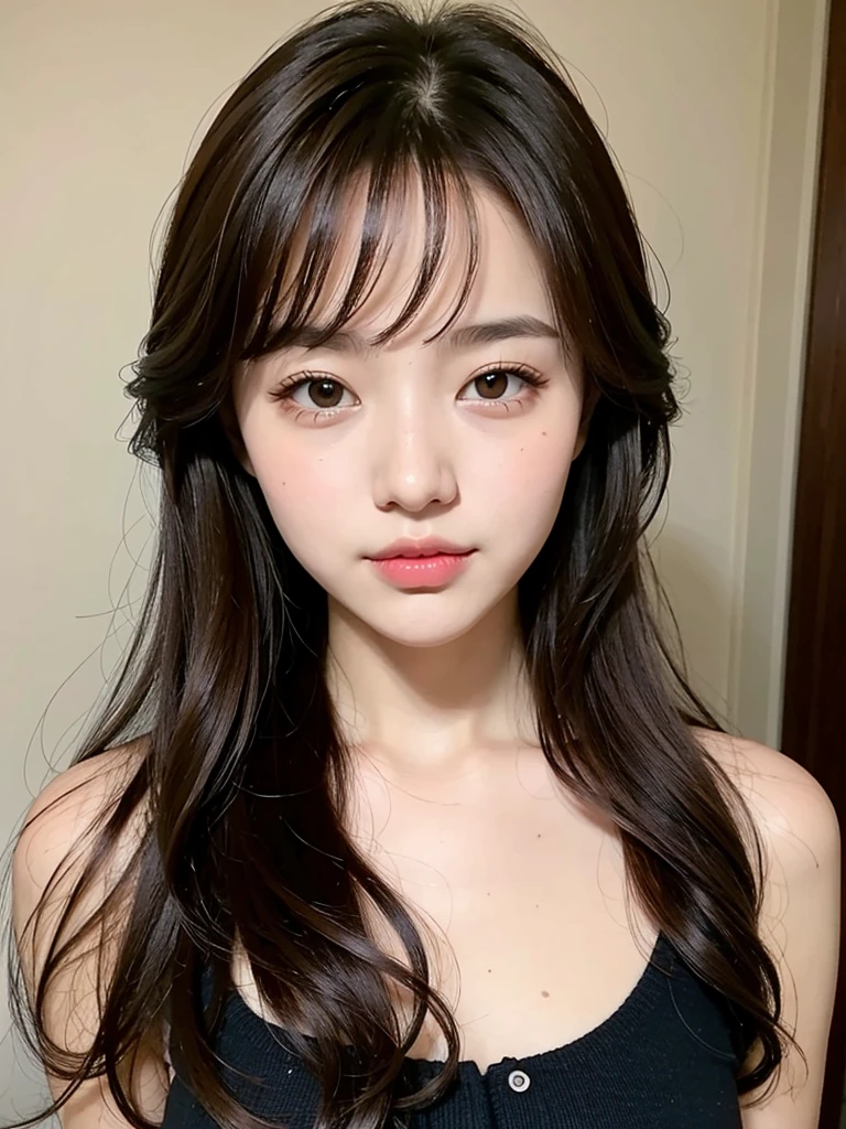 Beautiful adult girl with brown eyes