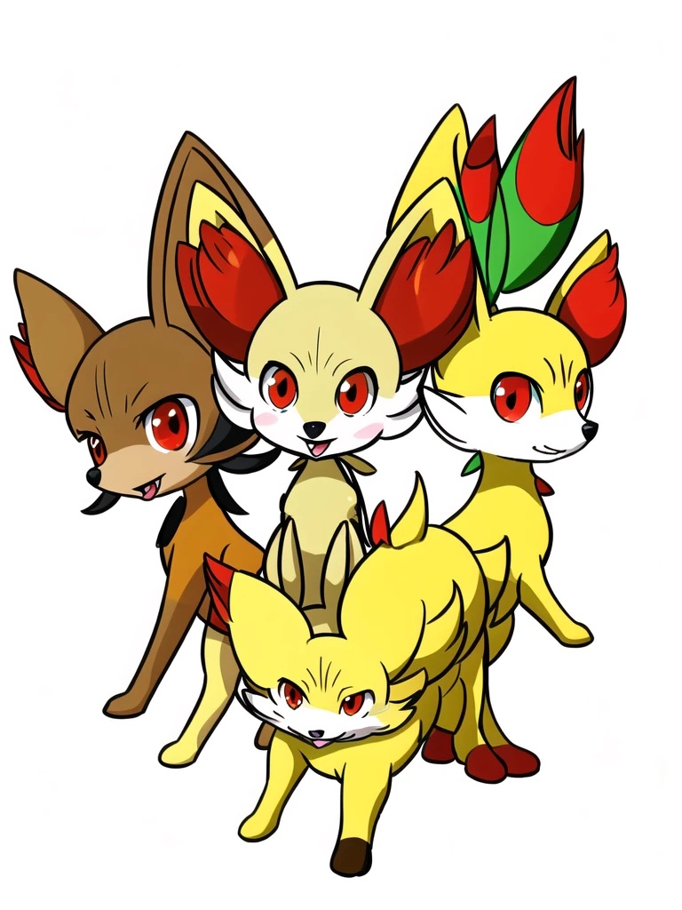 fennekin,grass,standing,open mouth,smile,looking at viewer